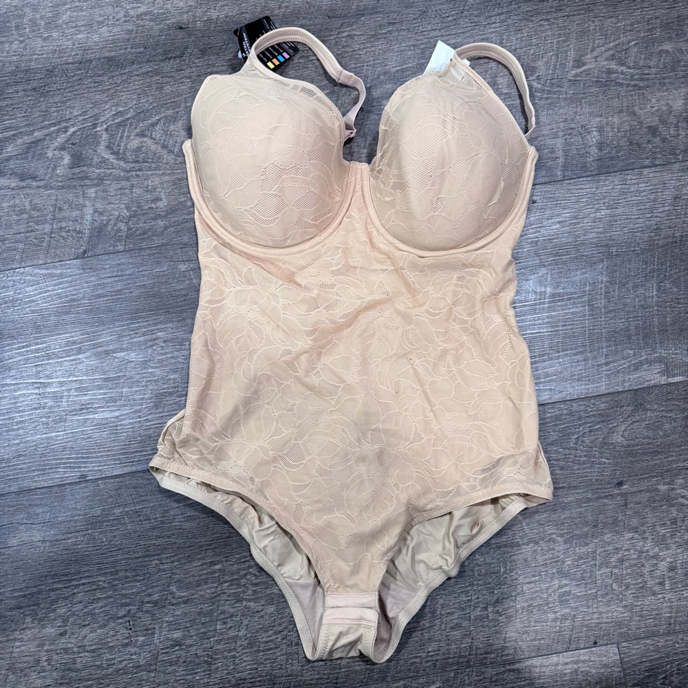 Full‎ Body Shaping System Beige Lace Bodysuit 40D body shaper